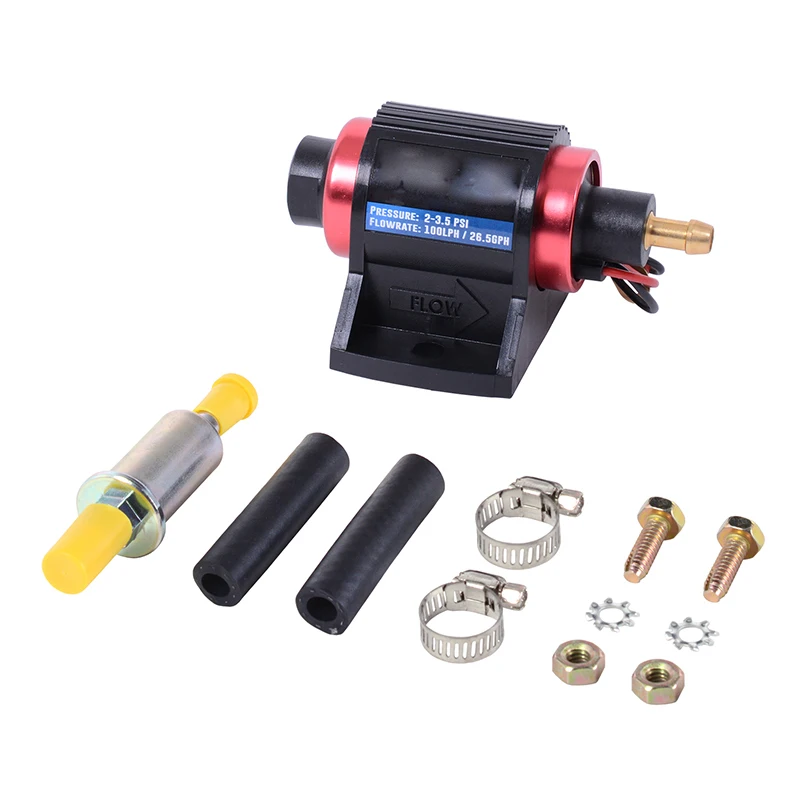Precision Auto Labs 12V Electric Fuel Pump – 2-3.5 PSI, 28 GPH – Universal For Carbureted Engines