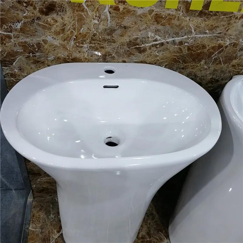 High Quality Bathroom Oval Pedestal Sink Basin Freestanding Hand Wash Basin  With Good Price
