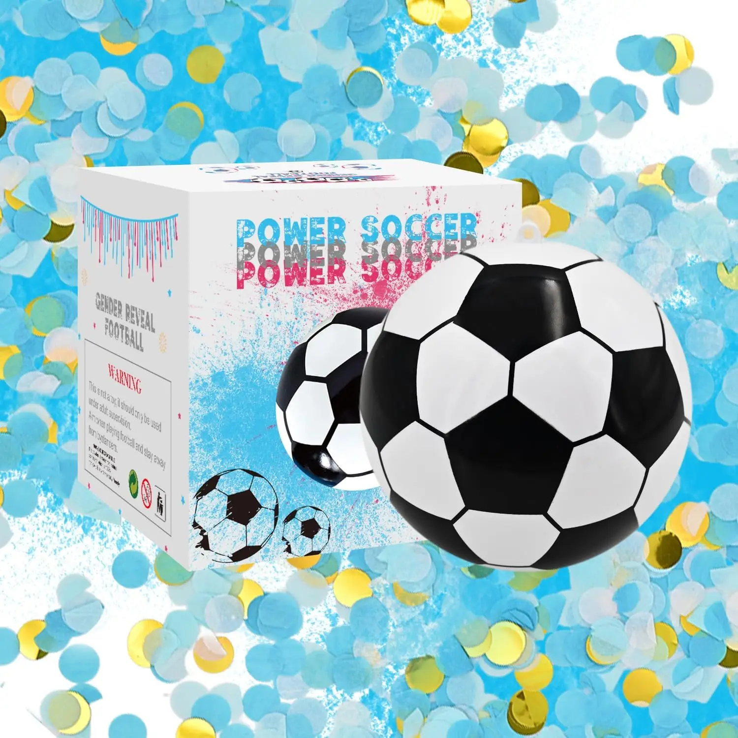 Gender Reveal Soccer Ball with Powder and Confetti Exploding Soccer Balls Kit for Gender Reveal Party Supplies