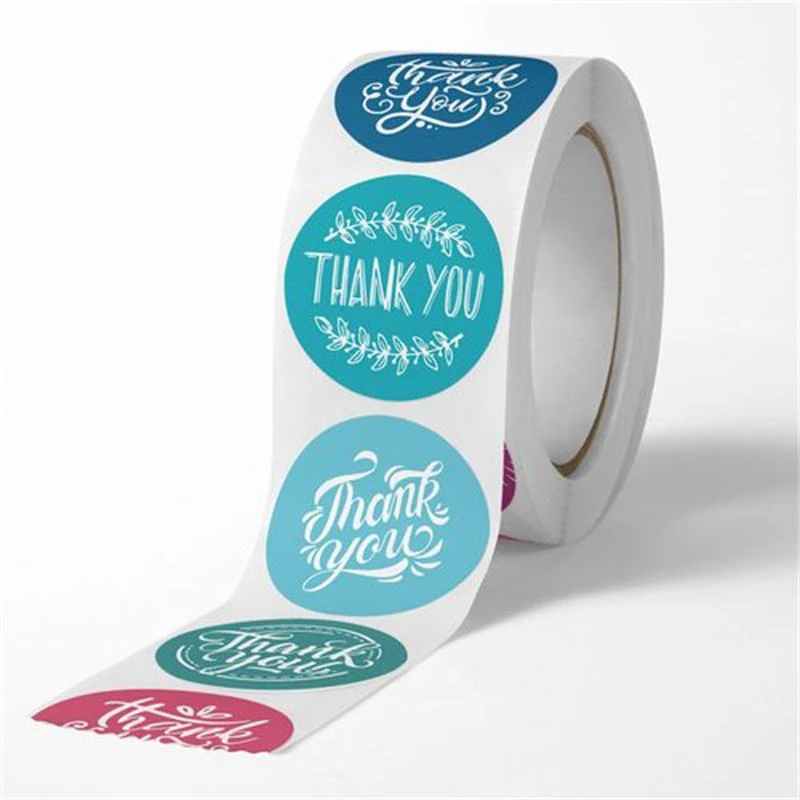 Custom Logo Printed Thank You Packaging Label Roll 2.5cm/1 Inch Business Gift Bags Thank You Stickers
