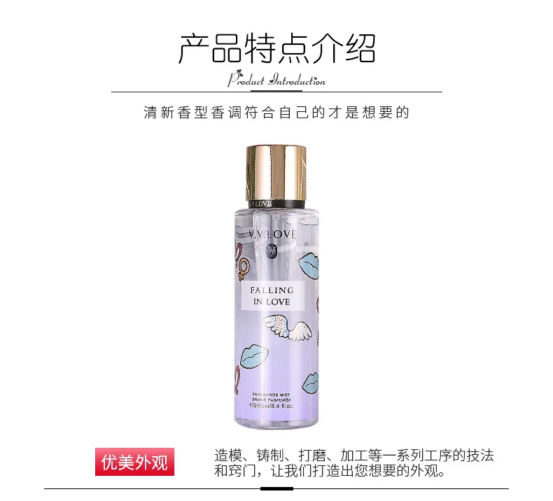 250ml custom logo label and box original fragrance diffuser body spray women's perfume
