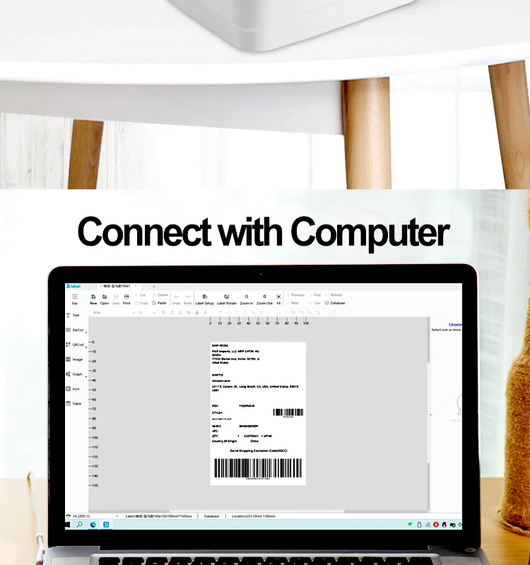 4inch Thermal Label Printing Machine 1d 2d Shipping Waybill Printer