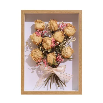 Wooden Dried Flower Photo Frames Empty Frames for Preserved Rose and butterfly Specimens and Souvenir Storage Baskets