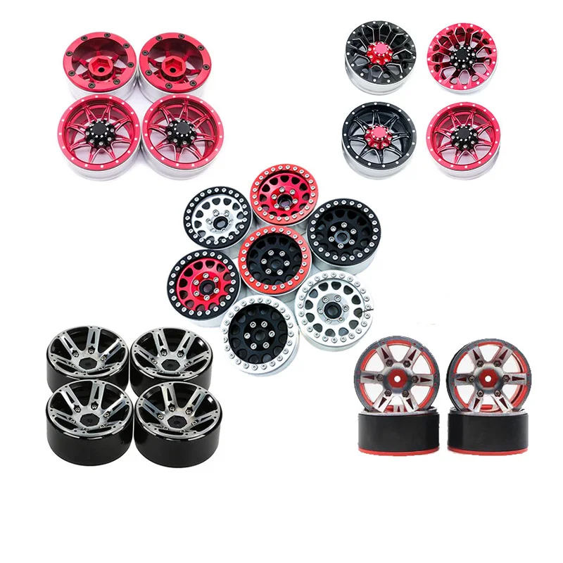 4PCS 1/10 RC Crawler SCX10 90046 TRX-4 D90 CC01 Metal Aluminum Alloy 12MM Hex 1.9" Beadlock Wheel Rims