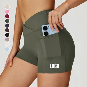 Best Quality New High Waist Yoga Shorts Quick Dry Sweat-Wicking Outdoor Running Cycling Cross Waist Tight Sports Fitness Shorts