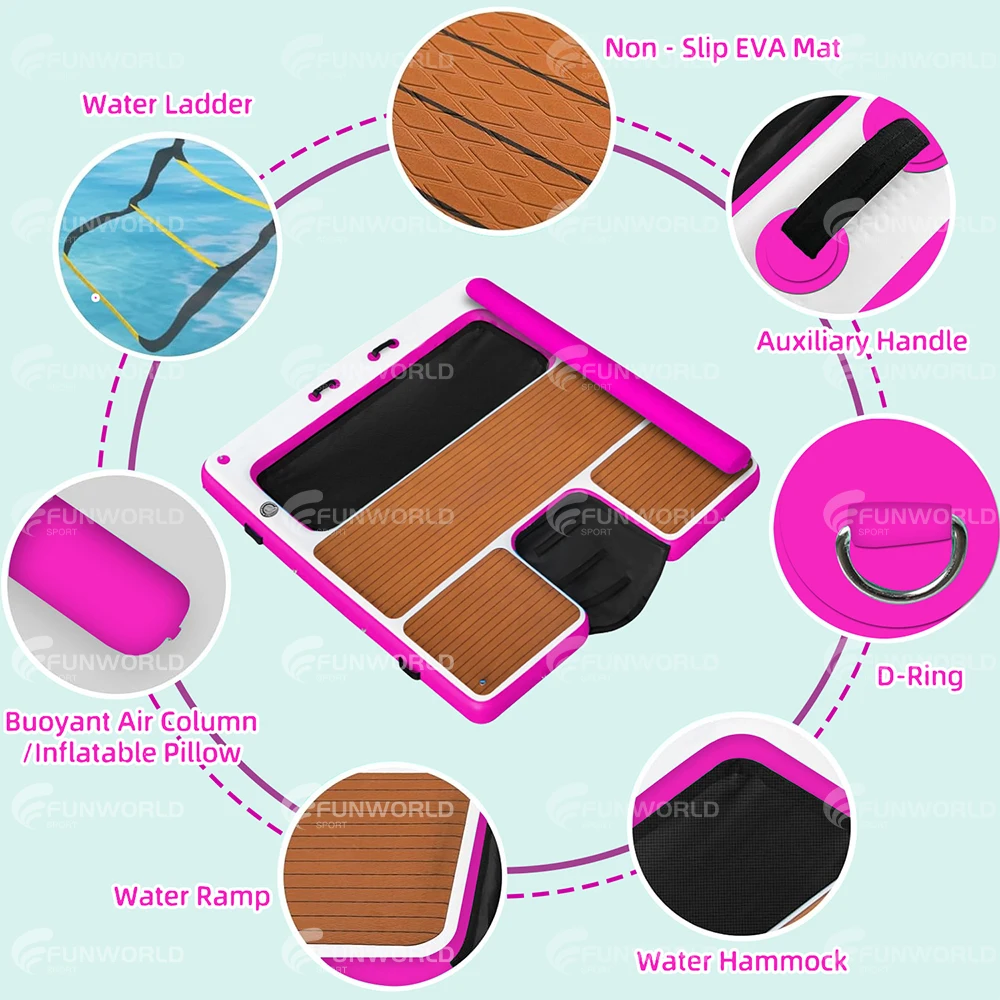 8x8 Inflatable Pool 8X8 FT Inflatable Floating Dock - Fun and Safety on Water