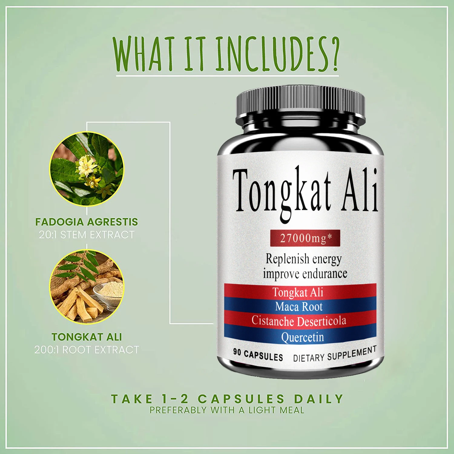 Male Supplement Maca Root Capsule Long Jack Extract Tongkat Ali Root