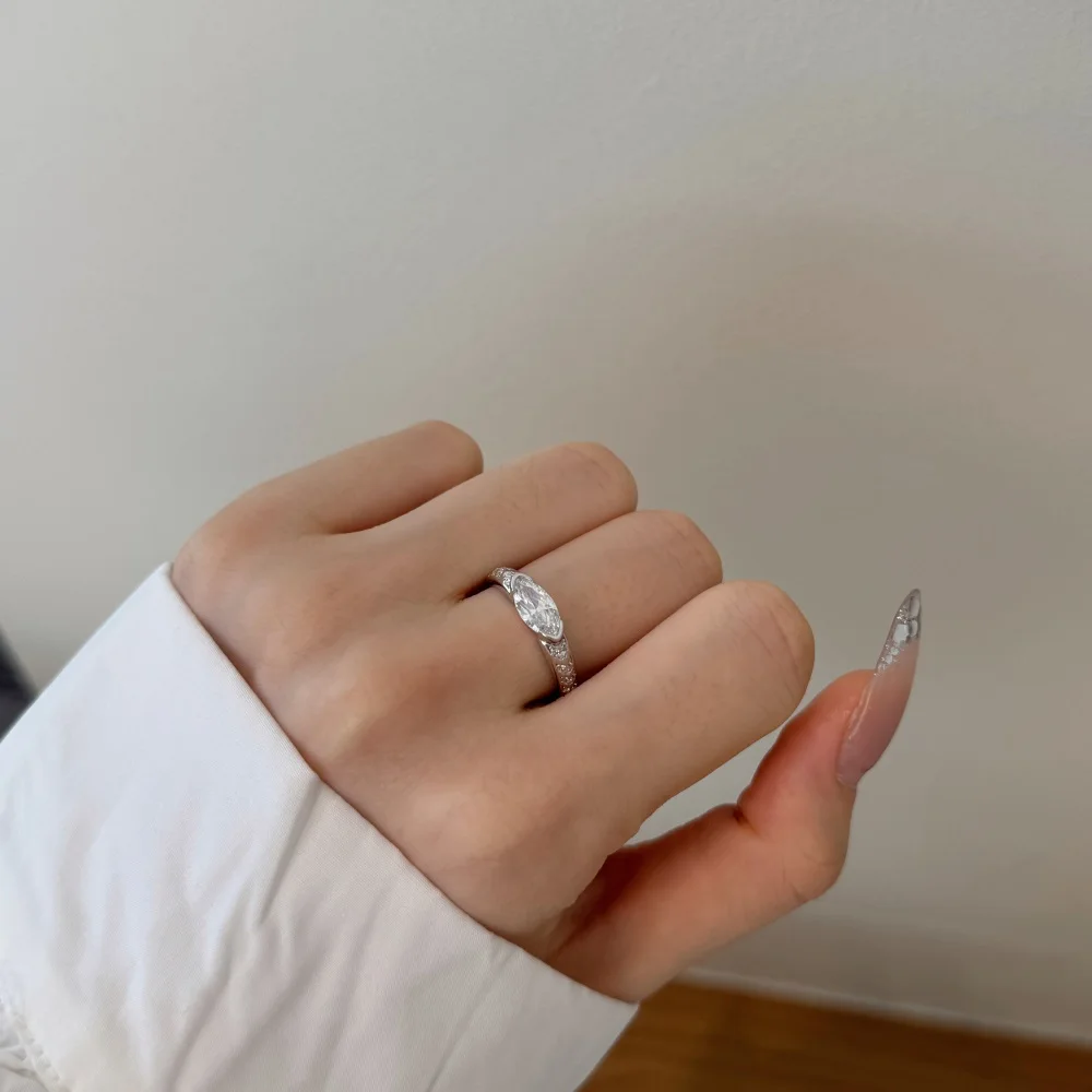 KAKODIY Exquisite Classic Top Jewelry 925 Sterling Silver Eternity Band Sparkling Cubic Zirconia Marquise 5A Cubic Zirconia Engagement Ring detail 4