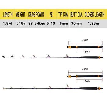 Wholesale SIC Roller Guide Deep Sea Fishing Boat Rod Straight Butt High Carbon Tuna Shark Trolling Fishing Rod – Trolling Lure – view 4