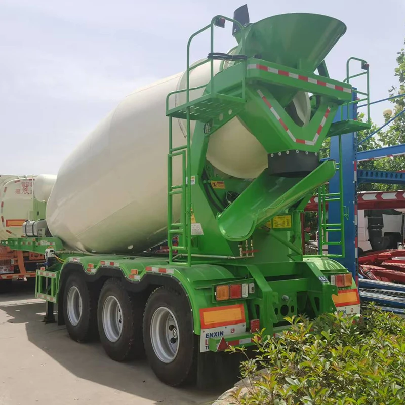 Tri Axles Construction 16cbm Semi Concrete Mixing Tank Trailer With Diesel Engine