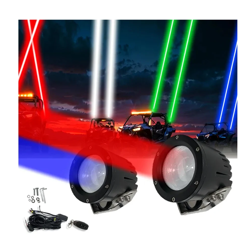 3" RGBw Remote Control  Offroad Laser LED Whip Lights Sky Tracer for ATV UTV Polaris Can Am Epxpedition