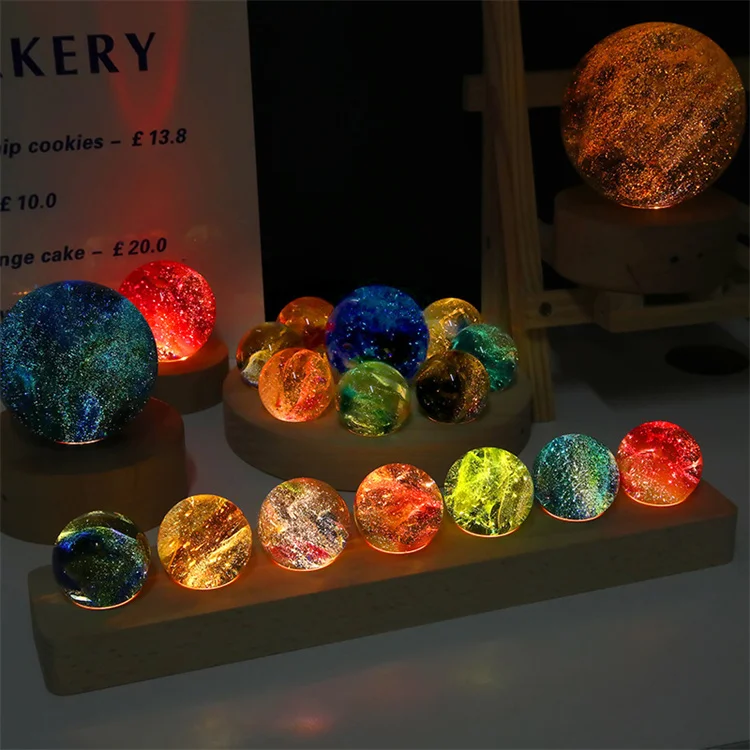 Sfera Di Cristallo 3D Con Sistema Solare E Base LED Touch - Luce Notturna Colorata Con Pianeti, Regalo Originale Per Bambini E Adulti - 3