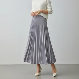 Factory Wholesale Custom Women's Summer Breathable Pleated Jacquard A-line Midi Skirt Three-dimensional Pleated Design Skirt