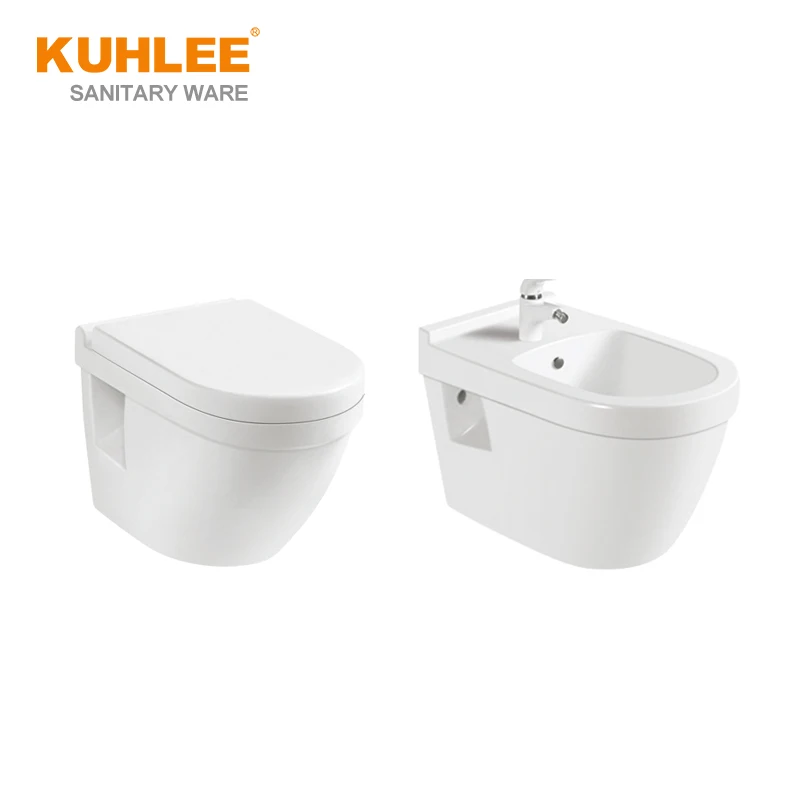 Bathroom Ceramic Lavatory Wc Rimless Wall Hung Toilet Sets With Bidet Sanitary Ware Suites
