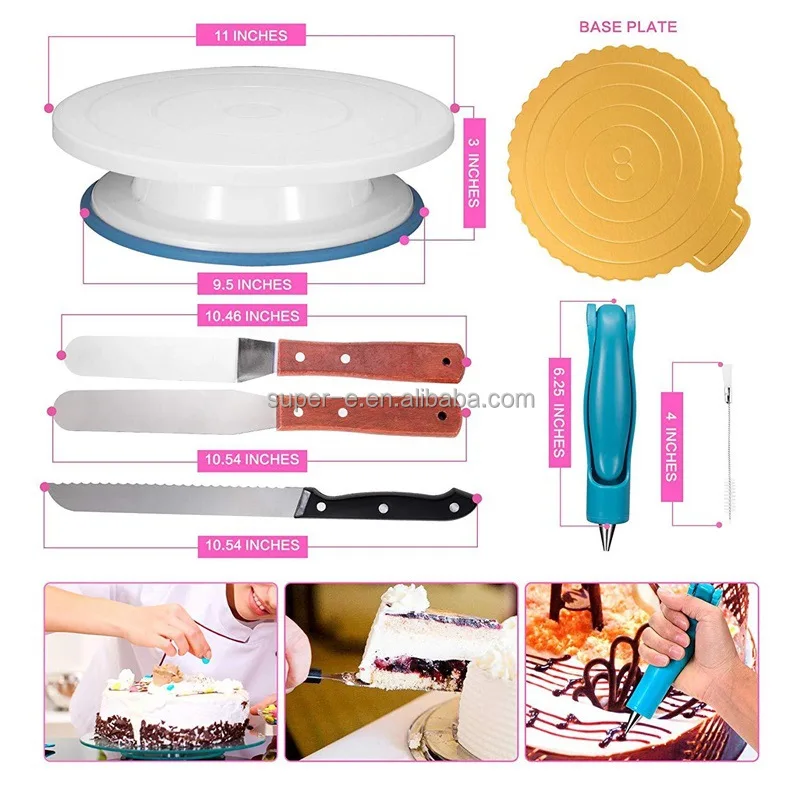 Best Price 124pcs Cake Decorating Supplies With Nonslip Cake Turntable