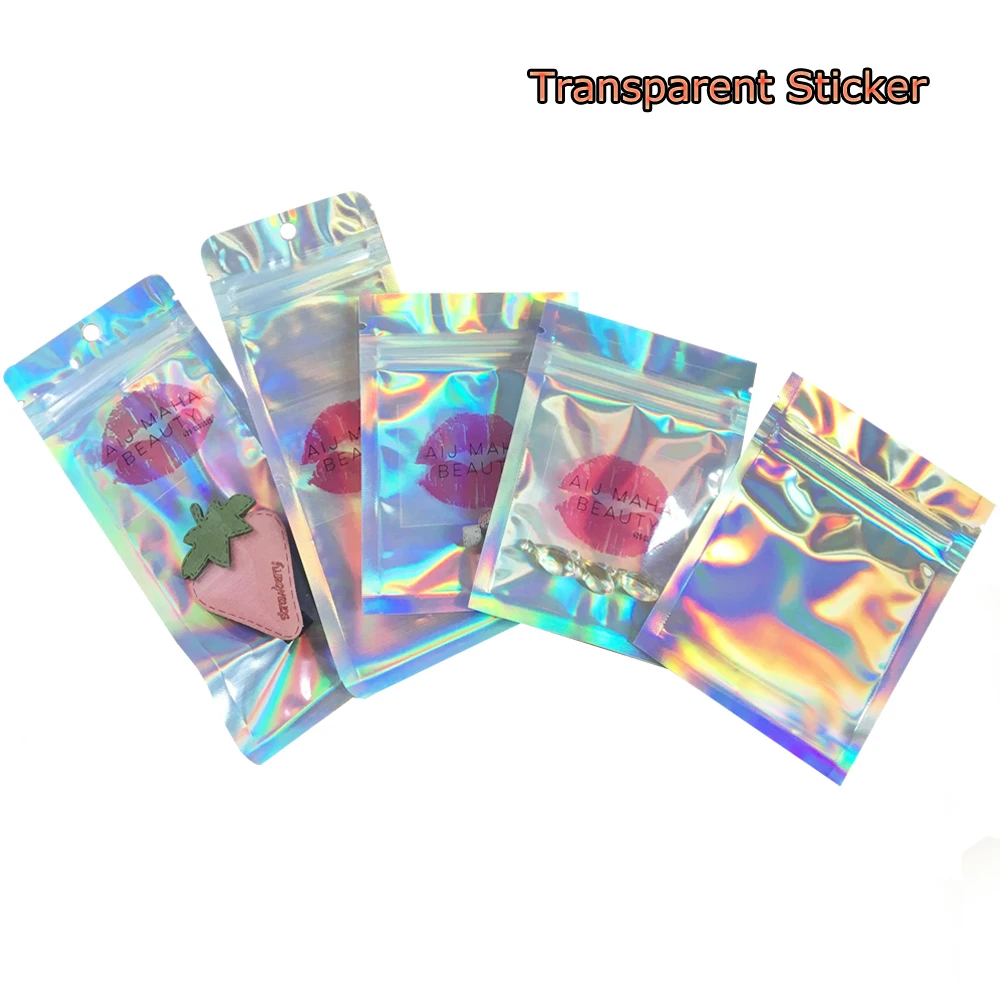 3 Pcs Iridescent Gift Bags with Handle Clear Holographic PVC Plastic G –  Caleihd