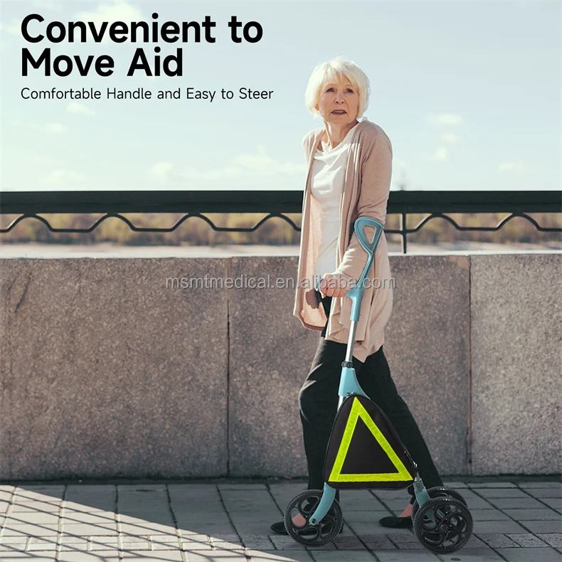 MSMT Narrow Walkers for Small Space Forearm Crutches with 3 Wheel for Adult Folding Rolling Walker for Seniors Handicap Elderly