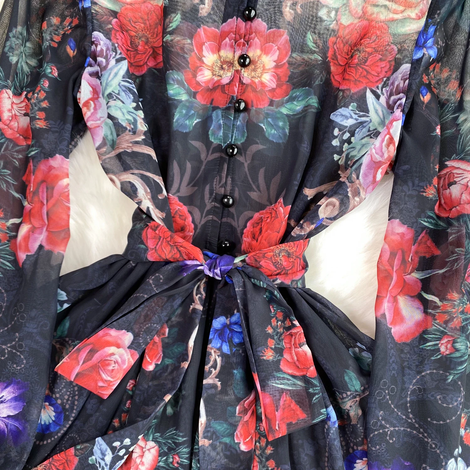 ワンピース Feminine chiffon setup flare ZT1326 Women's Elegant Retro French Style Mini Dress Light Ripe