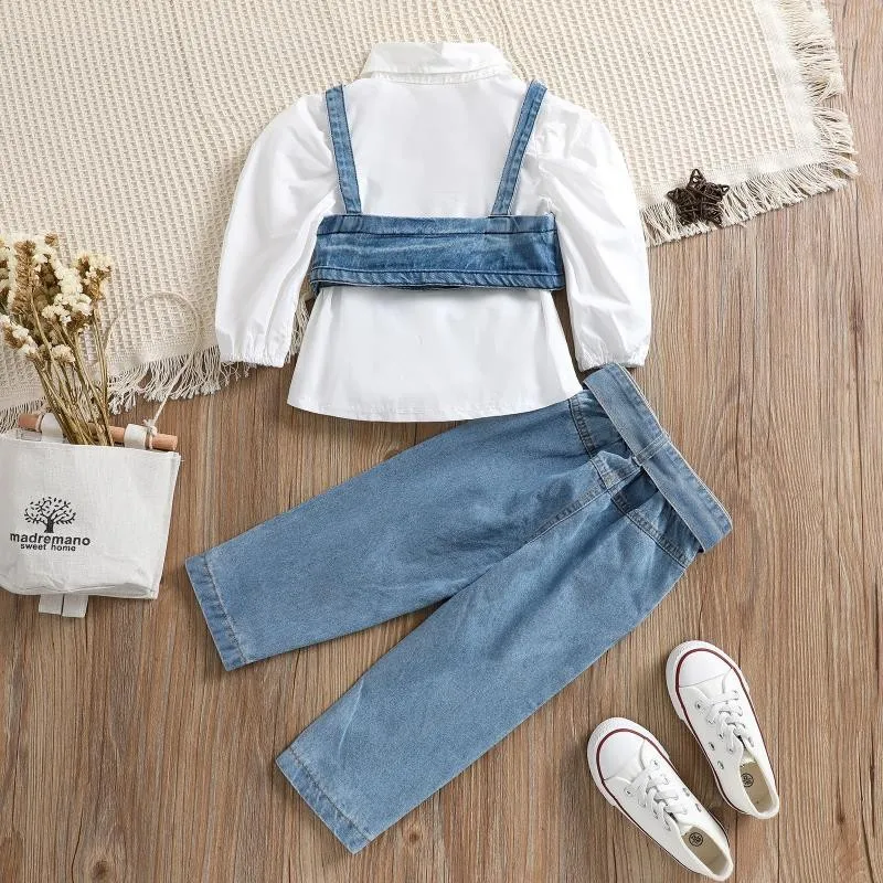 2022 Girls Clothes Set nx 020, includes a denim top