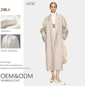 Hot Sale New Breathable Casual Woolen Coat Winter Long Open Front Office Lady Pockets Button for Ladies