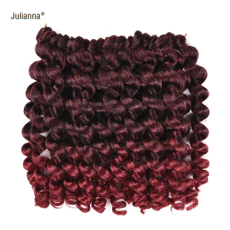Julianna 8Inch 10 Inch 20 S Synthetic Best Selling Private Label 12 Inch Braid Jumpy Jamaican Bounce Crochet Wand Curl Hair