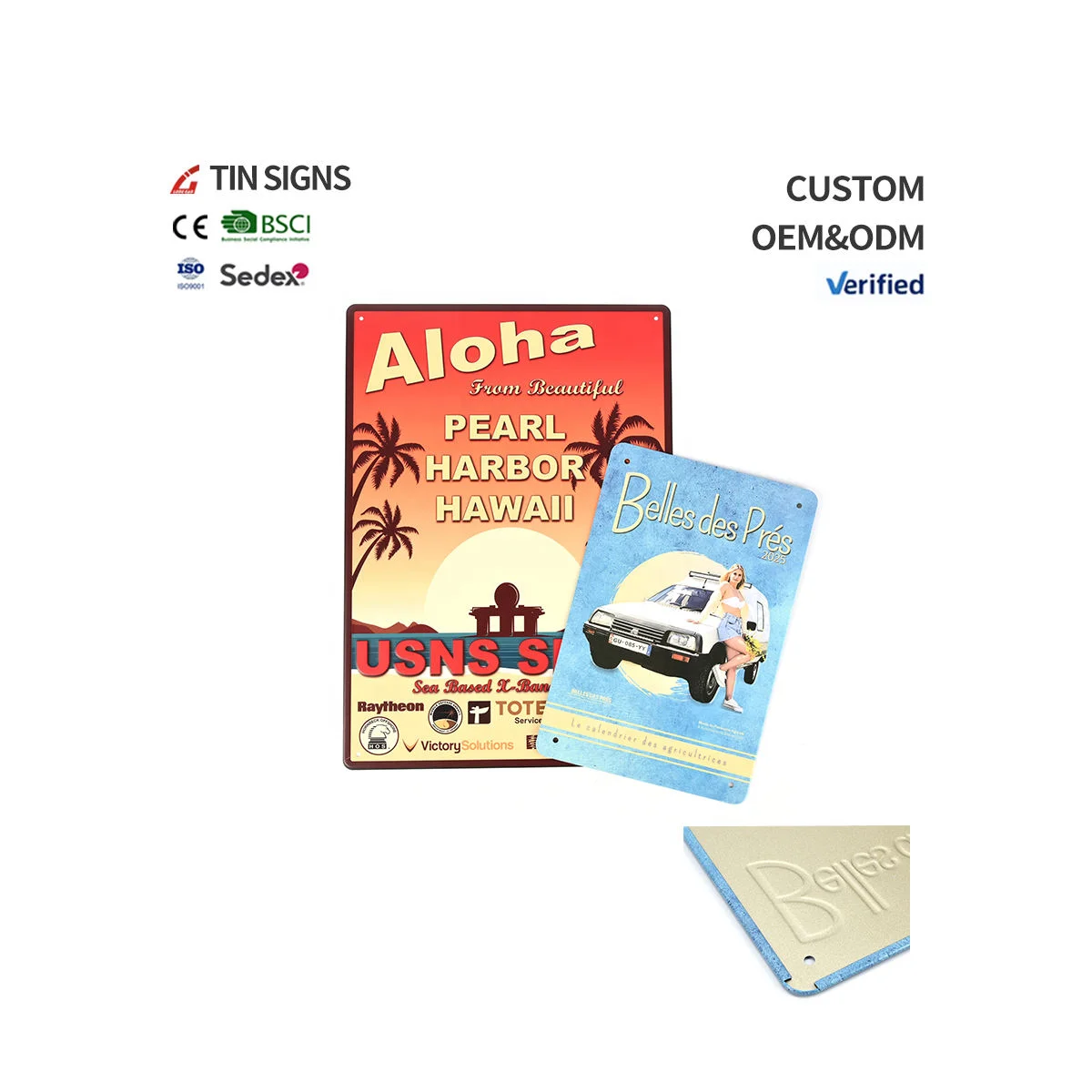 Custom Theme Wall Mounted Embossed Retro Design Metal Sign Tin Sign Metal Posters Wholesale