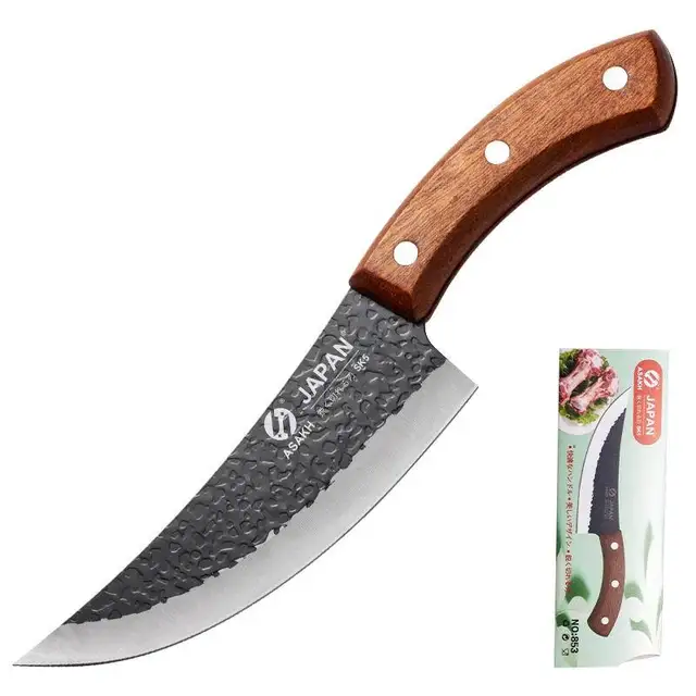 Factory Direct Wholesale Small Kitchen Stainless Steel Multi-Purpose Knife Wood for Boning Peeling Meat Splitting Vegetables OEM