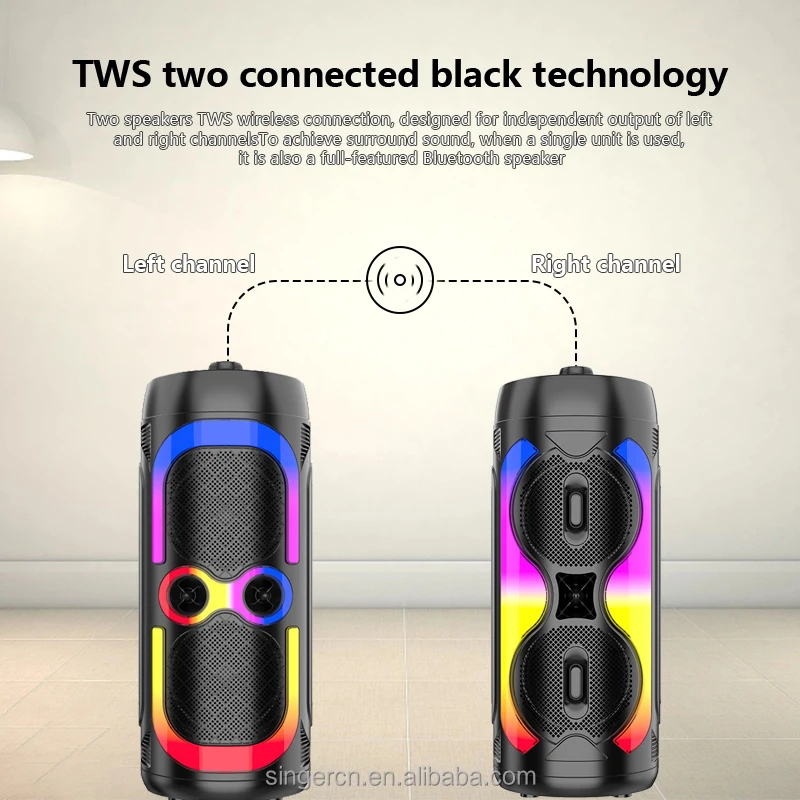 Portable Wireless Speaker with Microphone | Colorful LED Light