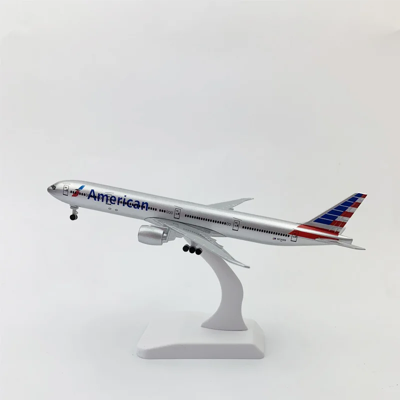 20厘米金属比例模型模拟客机美国航空波音777模型飞机出售