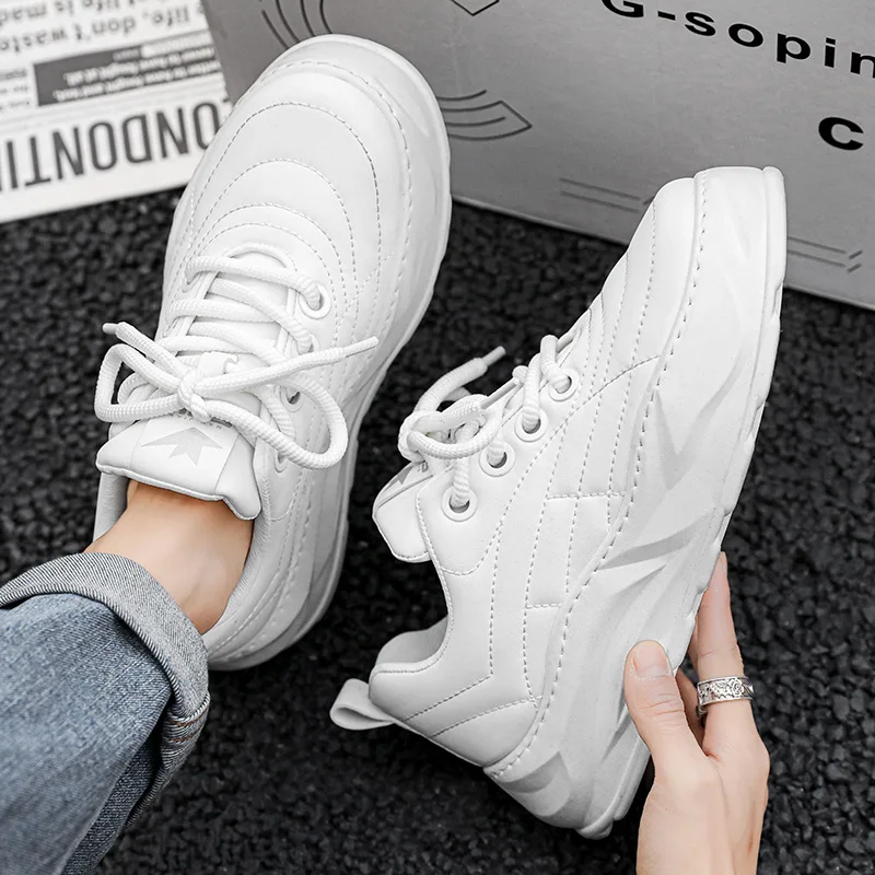 Mens New Versatile Sports And Leisure Trendy Shoes Thick Soled Height Boosting Explosive Anti Slip And Wear Resistant Dad Shoes