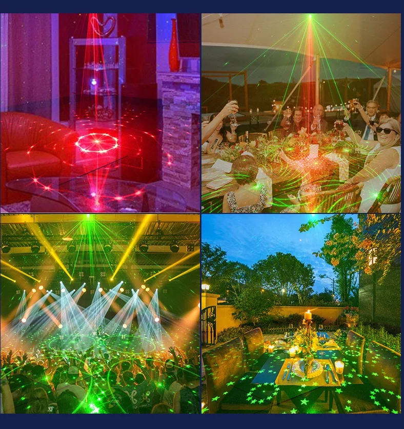 Disco Light RGB LED Laser Stage Beam Lighting Sound Activated DJ Party Lights With Strobe Flash Effect Usb Power Projector Lamp