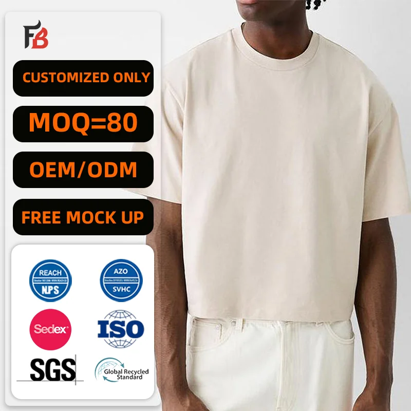 Manufacturer High Quality Custom Oversized Boxy Fit Cropped Men Short Sleeve Blank Cotton T Shirt