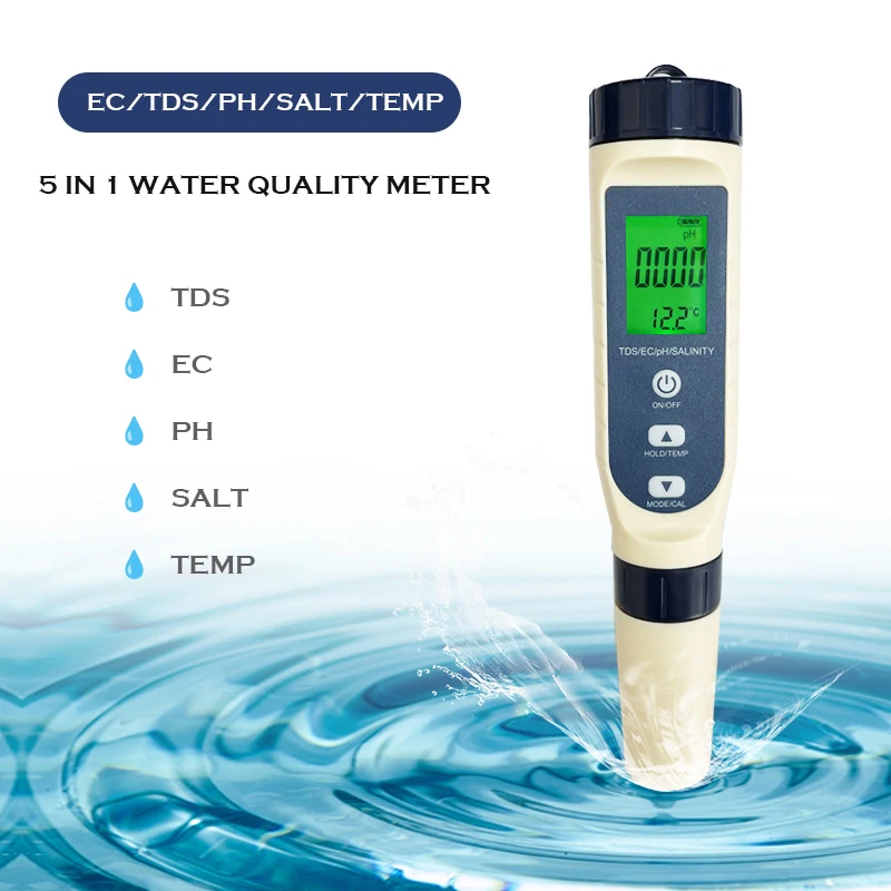 5in1 Ph Ec Tds Salt And Temperature Water Turbidity Tester Nutrient ...