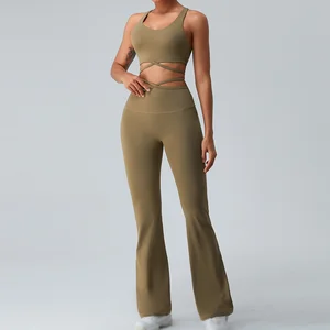 New Design Sportswear Sports Top Bra High Waist Butt Lifting Leggings Suit Fitness Women Tall 2 Piece Yoga Sets