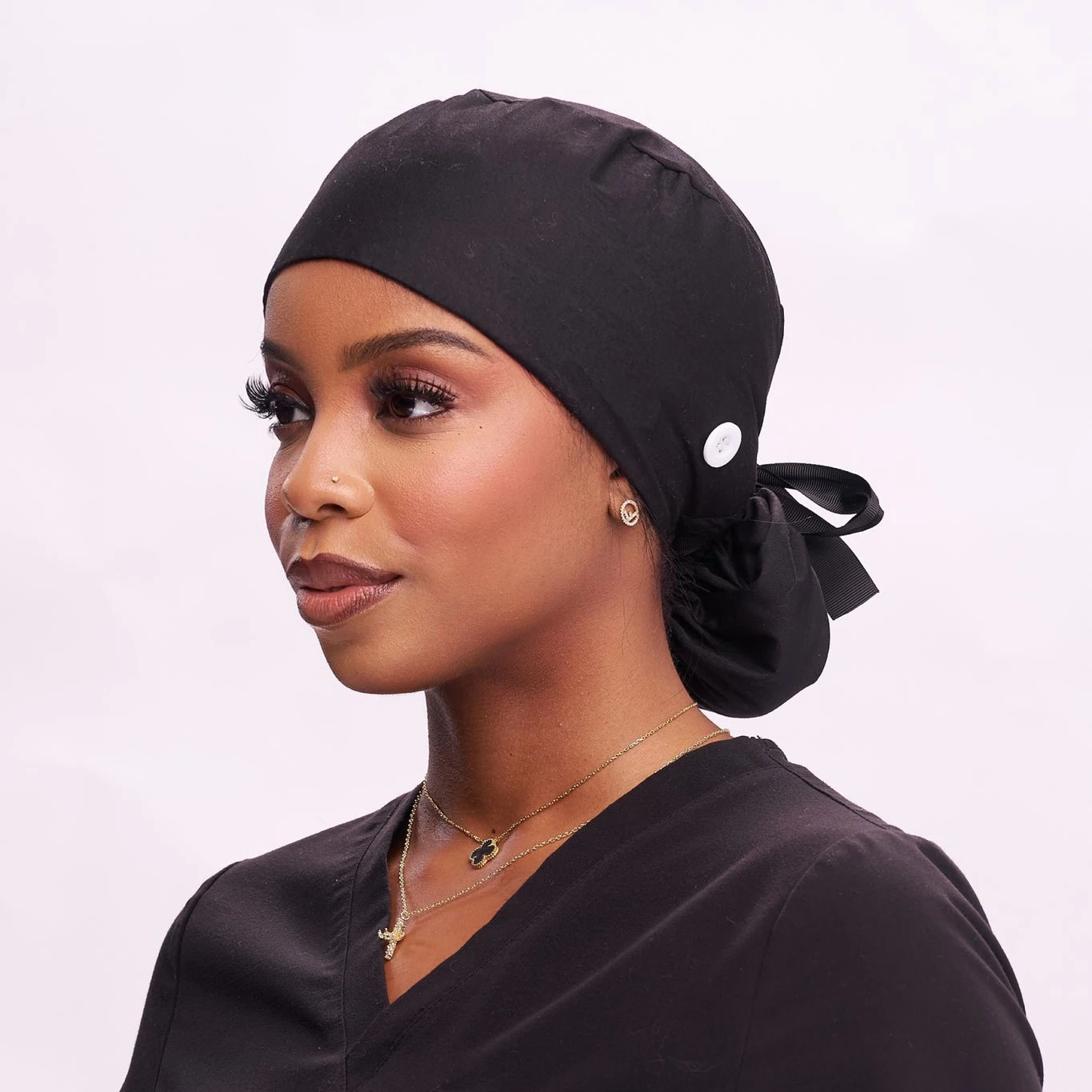 Hospital Scrub Uniform Solid Color Cap - Ponytail Style display picture 2