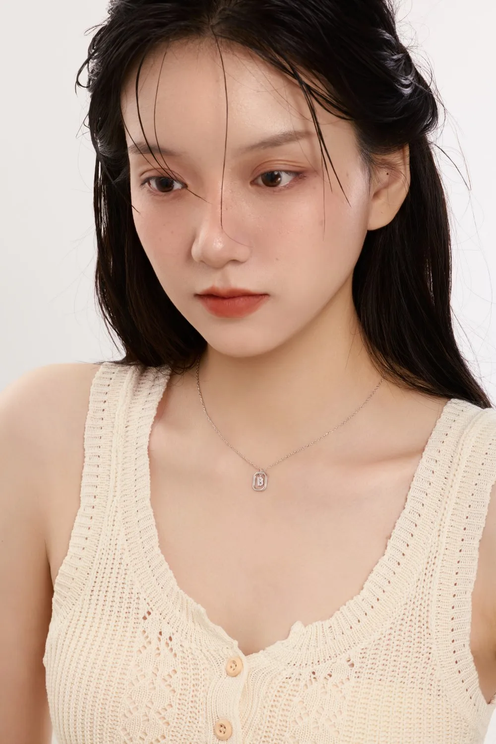 KAKODIY Initial Necklace Rhodium 14K Gold Plated 925 Sterling Silver 5A Zirconia Small Letter Monogram Necklace detail 1