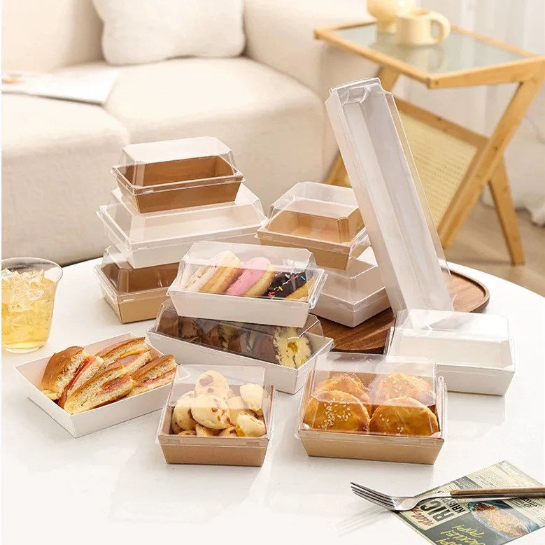 Disposable Box Square Rectangle Square Disposable Kraft Plastic Packaging Box
