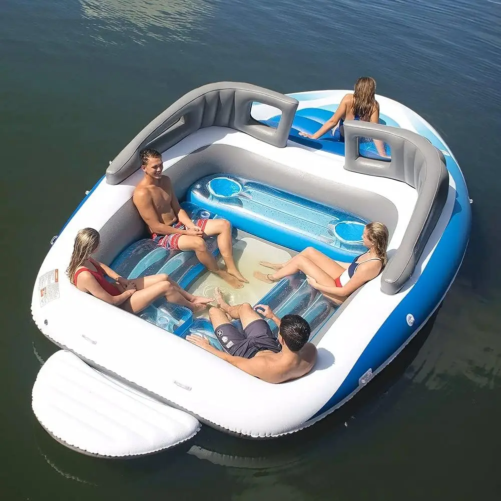 Customized Huge 6 Person Inflatable Bay Breeze Boat Floating Island Pvc ...