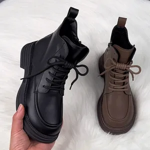 2026 Winter Low Heel (Less Than 3cm) Short Tube Side Zipper Round Toe Platform Sole  Boots