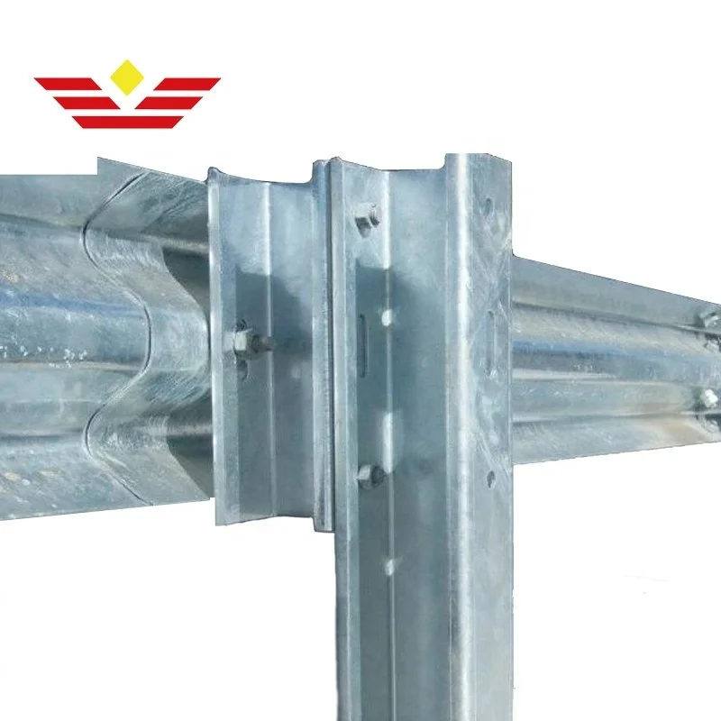Vehicle Highway Barrier Used Roadside Flex Three Wave Steel Beam Guardrail for Sale 	guardrail Spacer Block