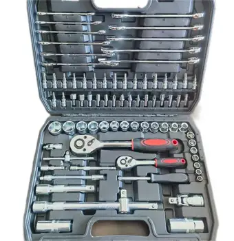 High Quality 78 Piece Galvanized Repair Tool Set  Hand Tool Set Combination Ratchet Wrench Spanner Socket Set