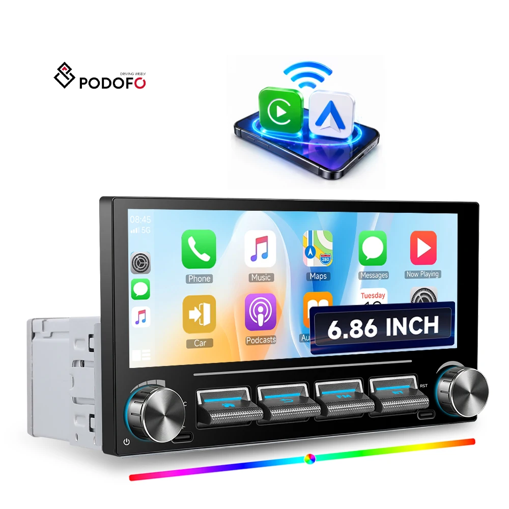 Podofo 1 Din Car Stereo 6.86