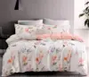 Blush Pink & Blue Flowers Printed in White