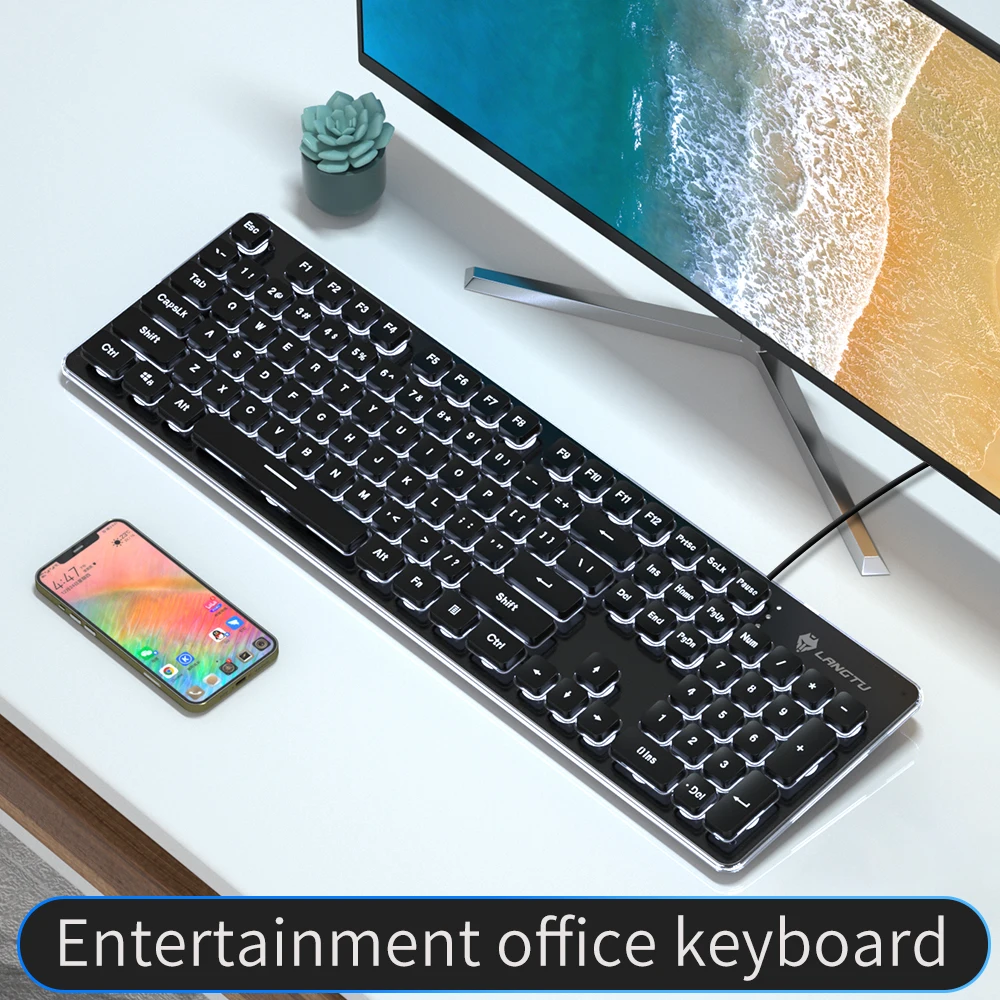 Silent LED Light Wired USB Keyboards 104 Keys Ergonomic Design Gaming Keyboard Game Custom Keyboard for Computer Laptop