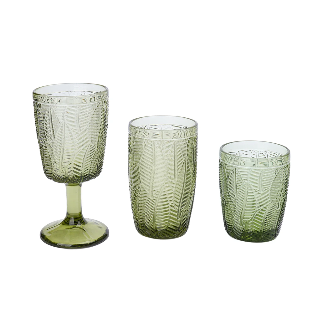 Cheap Wine Glasses Wholesale Glasses Colorful Water Beverage Wine Glassware Retro Embossed
