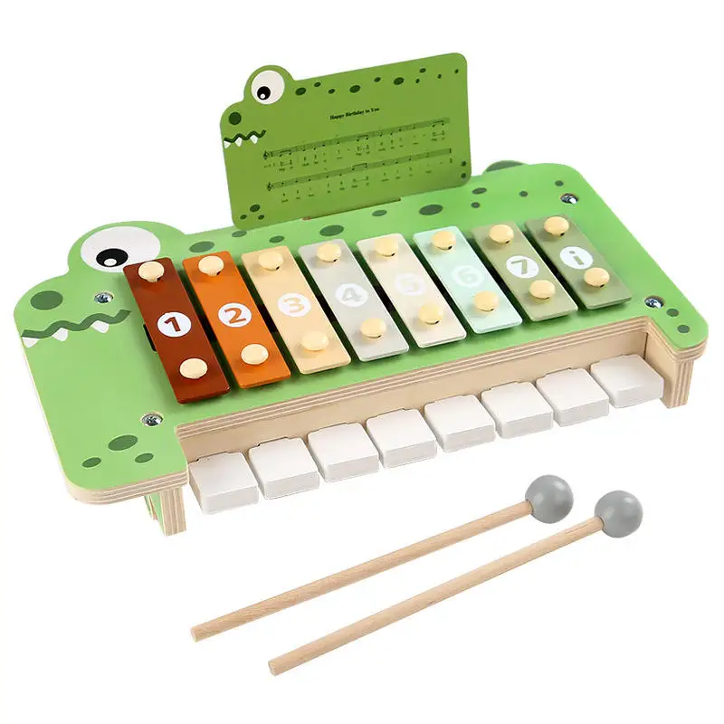 New Baby Musical Instrument Toys 2-in-1 Wooden Hand-Knocking Piano Toy Xylophone for Kids Montessori Education Musical Toys