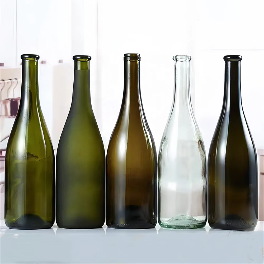 コルク仕上げブルゴーニュ型ワインボトル187ml 375ml 500ml 750ml