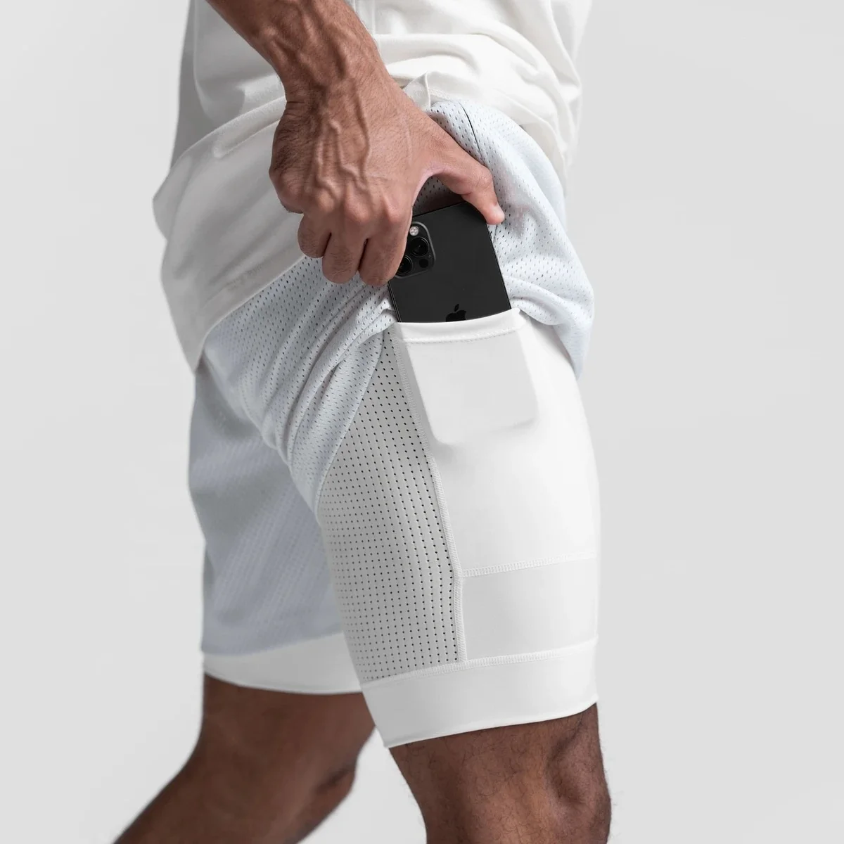 Wholesale Custom Training Essentials 2 In 1 Jogger Athletic Breathable Mesh Running Fitness Wear Dry Fit Gym Shorts For Men