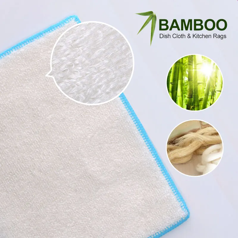 Personalized Multipurpose Natural Bamboo Dish Cloth Kitchen Dishcloths