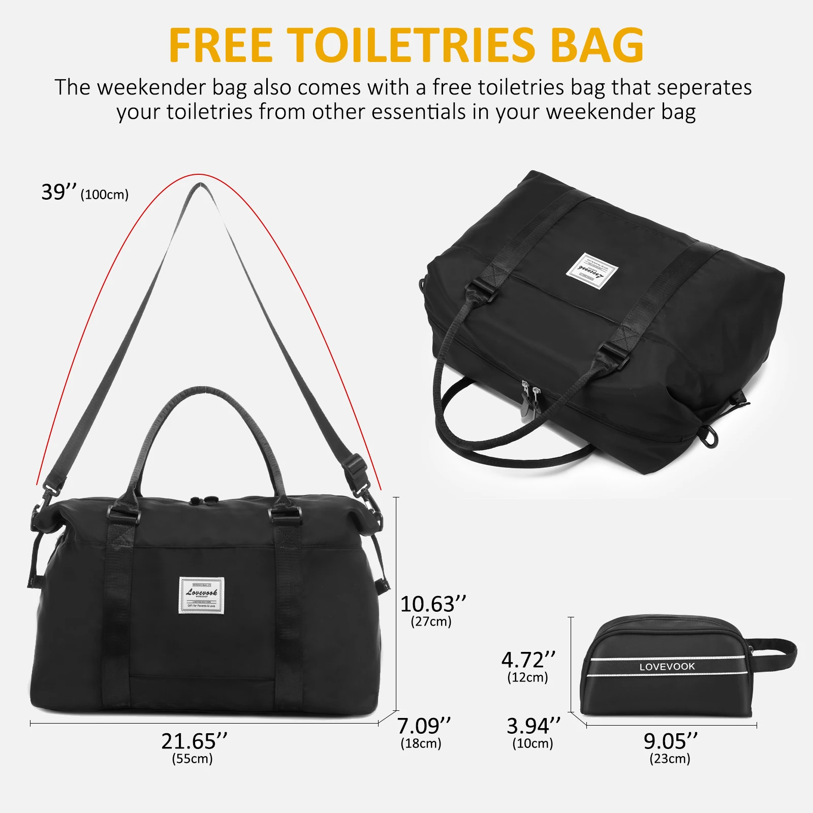 Borsa Travel Organizzata Borsone Da Viaggio Donna LOVEVOOK - Con Scomparto Scarpe, Borsa Cosmetici Inclusa, Bagaglio A Mano Per Weekend Borsa Ospedale Parto